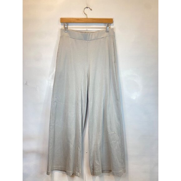 GRP1 Women's Wide Leg Elastic Waist Pant Size Small Laight Gray Cropped Pockets
